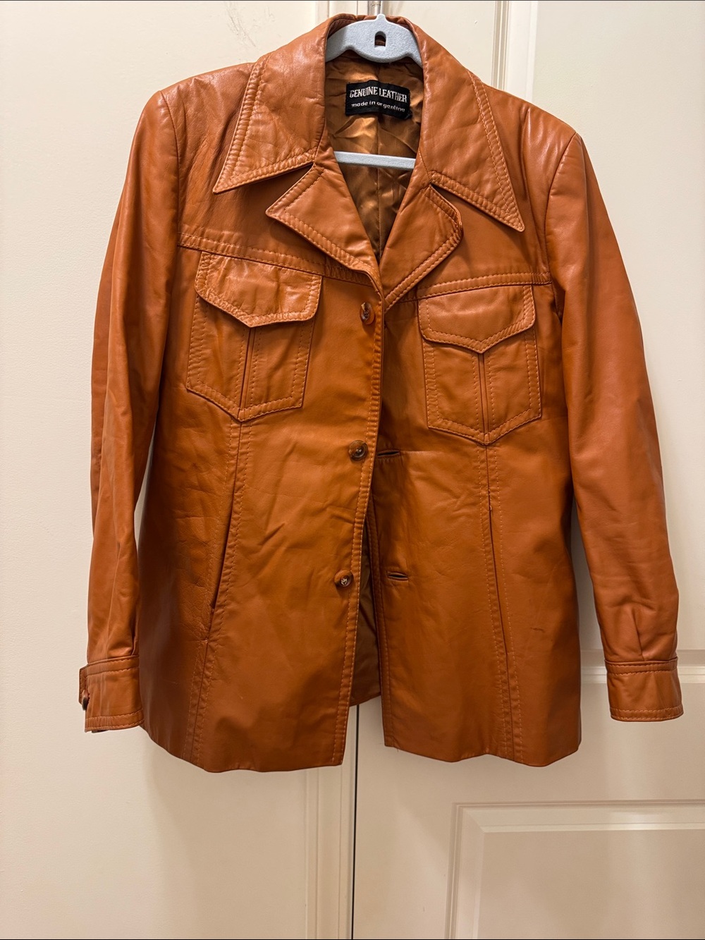 Vintage Unisex  Brown Leather Jacket